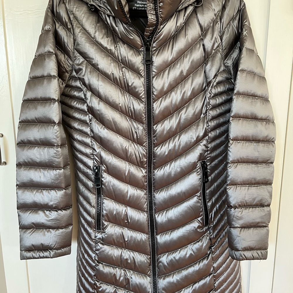 Calvin Klein Premium Down Packable Hooded Zip Long Jacket